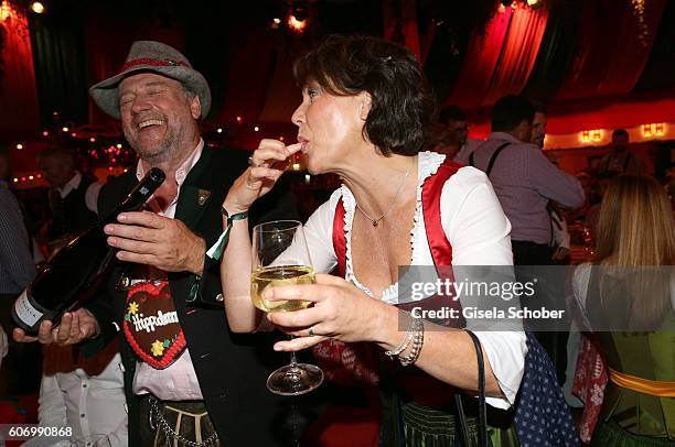 Harold Faltermeyer and Janina Hartwig during the Birgitt Wolff's Pre-Wiesn party, ahead of the Oktoberfest at Hippodrom in Postpalast on September...