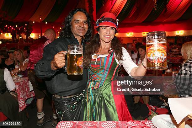 Christine Neubauer and her boyfriend Jose Campos during the Birgitt Wolff's Pre-Wiesn party, ahead of the Oktoberfest at Hippodrom in Postpalast on...