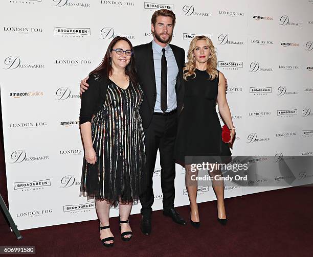 Jocelyn Moorhouse, Liam Hemsworth and Kate Winslet attend as London Fog presents a New York special screening of 'The Dressmaker' on September 16,...