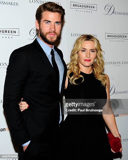 Liam Hemsworth and Kate Winslet attend the London Fog Presents a New York Special Screening of "The Dressmaker" at Florence Gould Hall on September...
