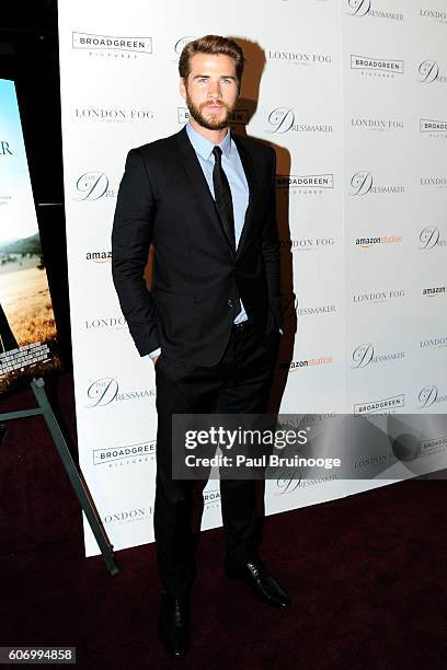 Liam Hemsworth attends the London Fog Presents a New York Special Screening of "The Dressmaker" at Florence Gould Hall on September 16, 2016 in New...