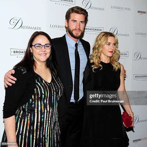Jocelyn Moorhouse, Liam Hemsworth and Kate Winslet attend the London Fog Presents a New York Special Screening of "The Dressmaker" at Florence Gould...