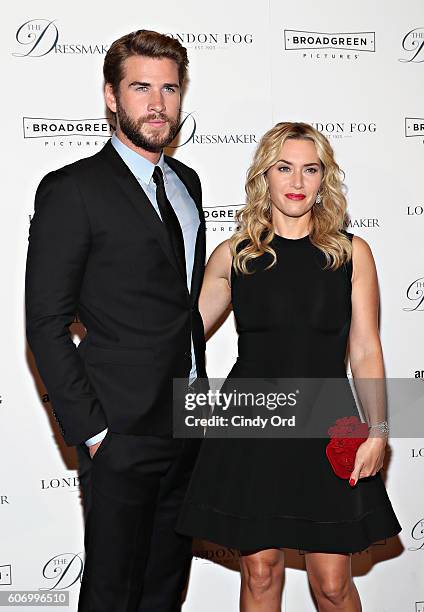 Actors Liam Hemsworth and Kate Winslet attend as London Fog presents a New York special screening of 'The Dressmaker' on September 16, 2016 in New...