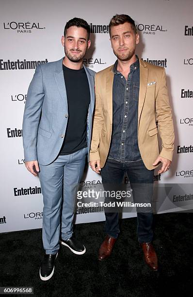 Actor Michael Turchin and TV personality Lance Bass attend the 2016 Entertainment Weekly Pre-Emmy party at Nightingale Plaza on September 16, 2016 in...