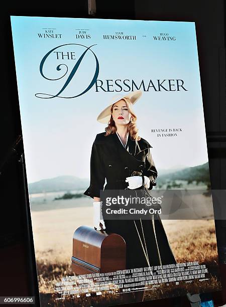 View of signage as London Fog presents a New York special screening of 'The Dressmaker' on September 16, 2016 in New York City.