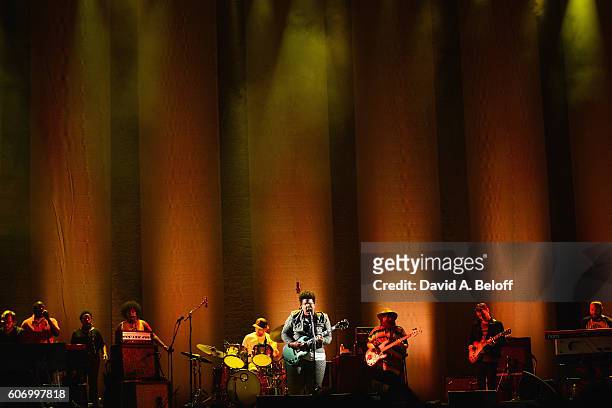 Brittany Howard, Zac Cockrell, Heath Fogg & Steve Johnson of Alabama Shakes perform live in concert at Portsmouth Pavilion on September 16, 2016 in...