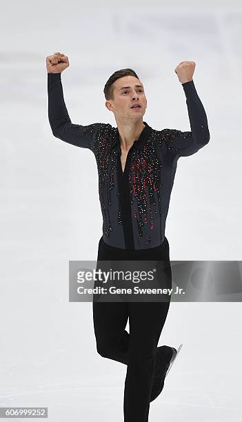 Third place finisher, Adam Rippon of the United States competes in the men's free skate program at the U.S. International Figure Skating Classic -Day...