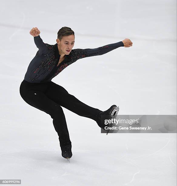 Third place finisher, Adam Rippon of the United States competes in the men's free skate program at the U.S. International Figure Skating Classic -Day...