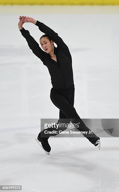 First place finisher, Jason Brown of the United States competes in the men's free skate program at the U.S. International Figure Skating Classic -Day...