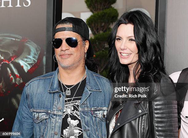 Musician Slash and Meegan Hodges attend Universal Studios "Halloween Horror Nights" opening night at Universal Studios Hollywood on September 16,...