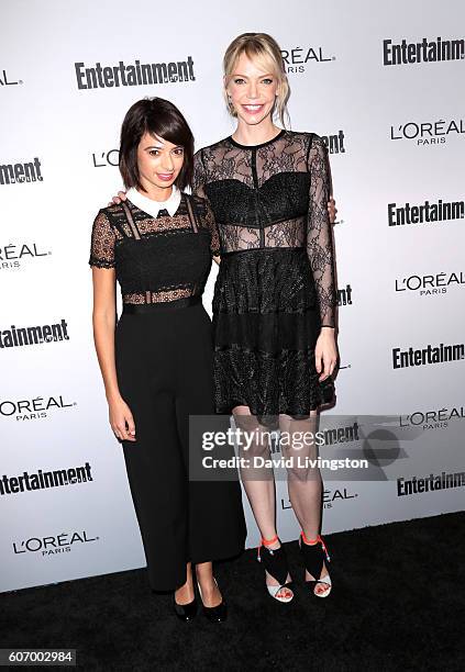 Actresses Kate Micucci and Riki Lindhome attend Entertainment Weekly's 2016 Pre-Emmy Party at Nightingale Plaza on September 16, 2016 in Los Angeles,...