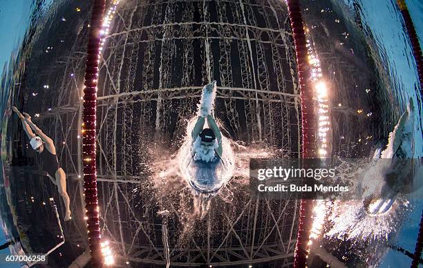 McKenzie Coan of the United States competes to win the gold medal in the women's 100-meter freestyle S7 swimming event at the Paralympic Games in Rio...