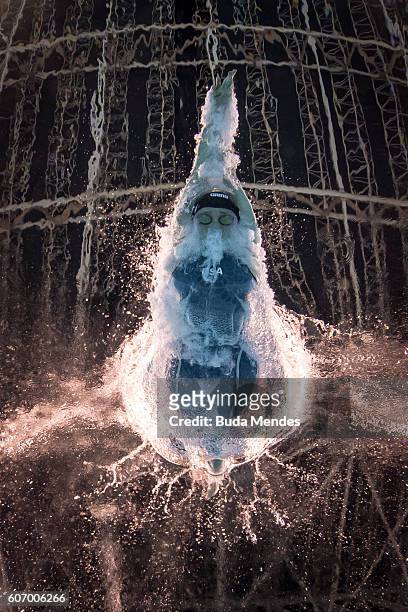McKenzie Coan of the United States competes to win the gold medal in the women's 100-meter freestyle S7 swimming event at the Paralympic Games in Rio...