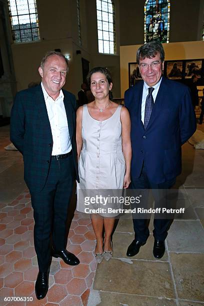 Of Kering Group, Francois-Henri Pinault, French Academician Xavier Darcos and his wife Laure attend the 4O Rue de Sevres : Preview at the Head...