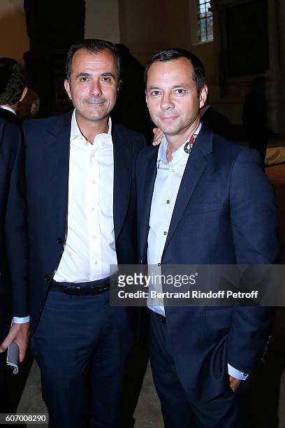 Martin Bethenod and Head of Kering Americas at Kering, Laurent Claquin attend the 4O Rue de Sevres : Preview at the Head Offices of Both Kering and...