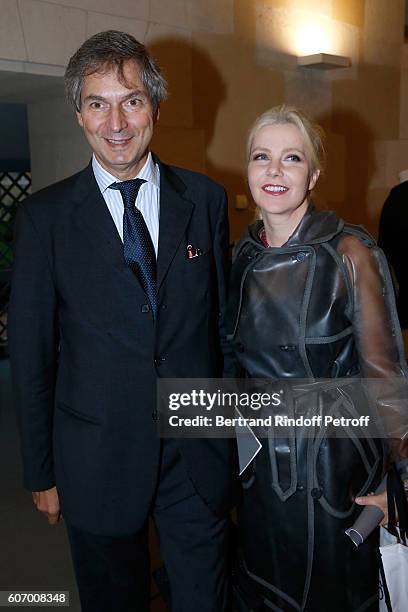 Italy's Ambassador to France, Giandomenico Magliano and his wife Giada attend the 4O Rue de Sevres : Preview at the Head Offices of Both Kering and...