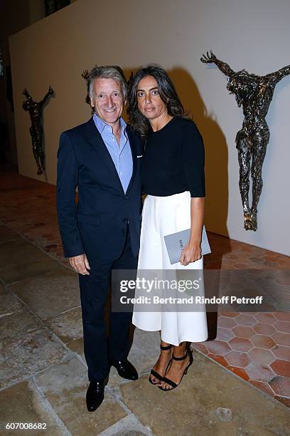 Owner of Goyard, Jean-Michel Signoles and his wife Laurence attend the 4O Rue de Sevres : Preview at the Head Offices of Both Kering and Balenciaga....