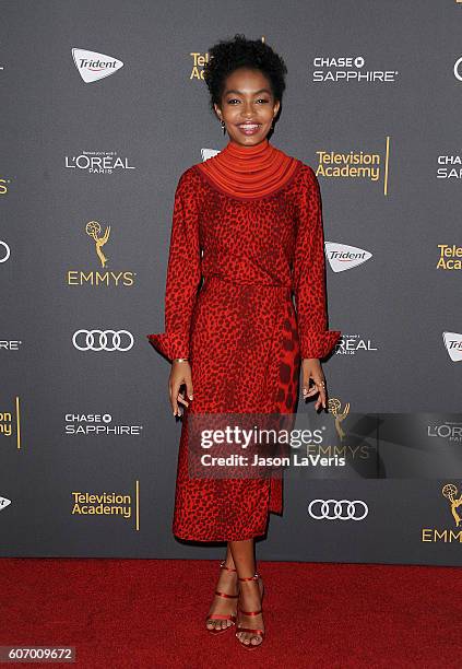 Actress Yara Shahidi attends the Television Academy reception for Emmy nominated performers at Pacific Design Center on September 16, 2016 in West...