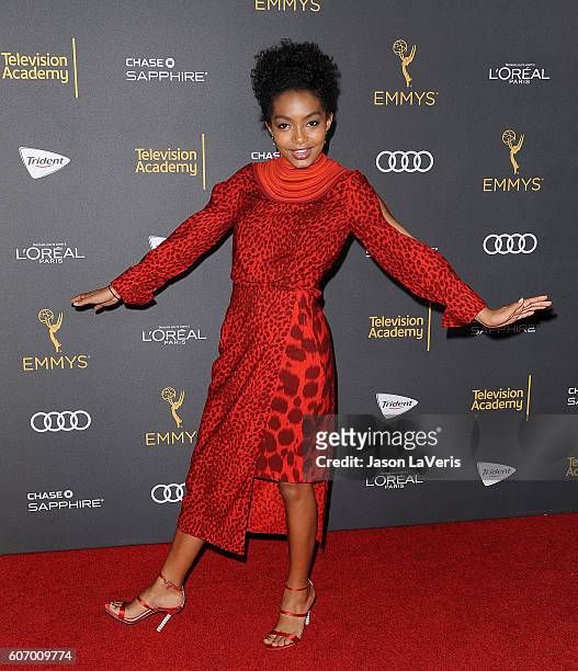 Actress Yara Shahidi attends the Television Academy reception for Emmy nominated performers at Pacific Design Center on September 16, 2016 in West...