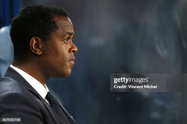 Patrick Kluivert of Paris Saint Germain during the Ligue 1 match between SM Caen and Paris Saint Germain at Stade Michel D'Ornano on September 16,...