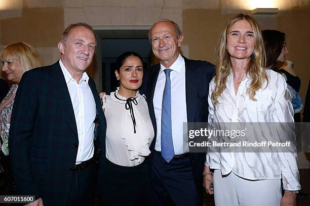 Of Kering Group, Francois-Henri Pinault with his wife Salma Hayek and Chairman & Chief Executive Officer of L'Oreal, Jean-Paul Agon with his wife...