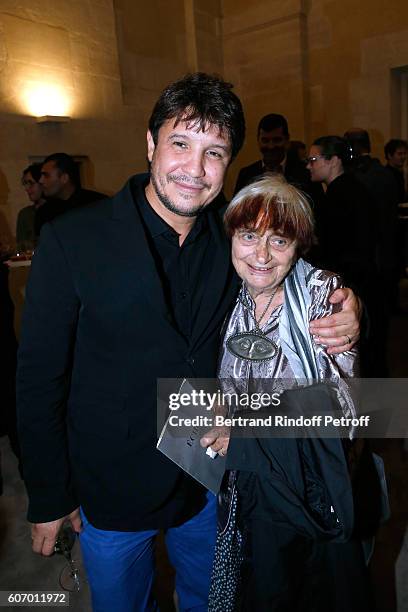 Artist Adel Abdessemed and photographer Agnes Varda attend the 4O Rue de Sevres : Preview at the Head Offices of Both Kering and Balenciaga....