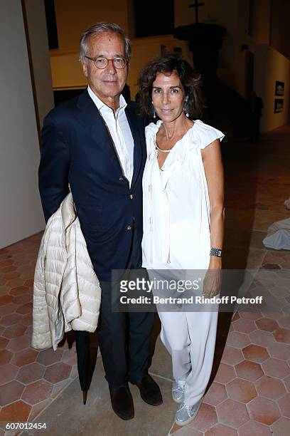 Olivier Orban and his wife Christine Orban attend the 4O Rue de Sevres : Preview at the Head Offices of Both Kering and Balenciaga. Building. The...