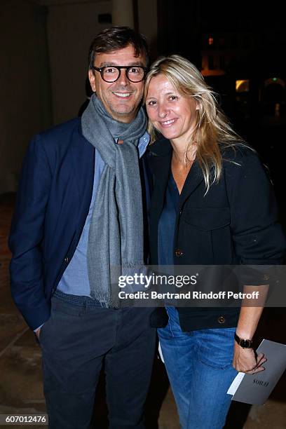 Philippe Rousselet and Sarah Lavoine attend the 4O Rue de Sevres : Preview at the Head Offices of Both Kering and Balenciaga. Building. The site was...