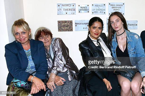 Photographer Agnes Varda, her daughter Rosalie Varda, actress Salma Hayek and Mathilde Pinault attend the 4O Rue de Sevres : Preview at the Head...