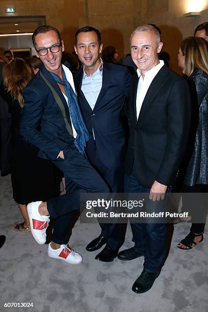 Bruno Frison, Head of Kering Americas at Kering, Laurent Claquin and Herve van der Straeten ttend the 4O Rue de Sevres : Preview at the Head Offices...