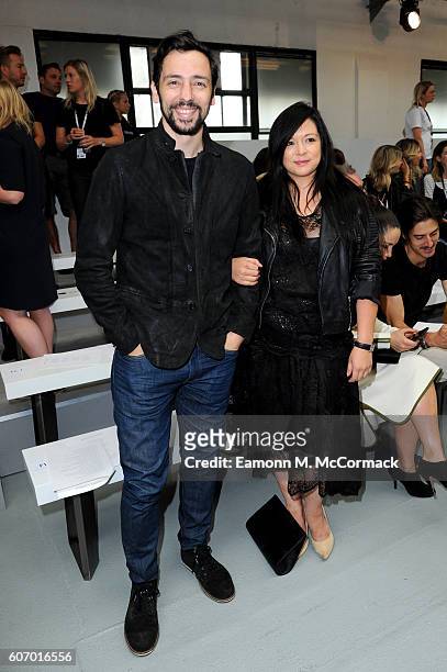 Ralf Little and guest attend the Jasper Conran show during London Fashion Week Spring/Summer collections 2017 on September 17, 2016 in London, United...