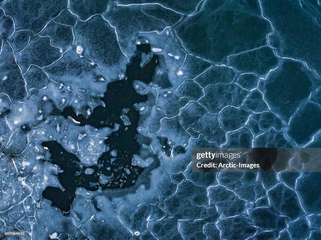 Aerial view of pack ice.