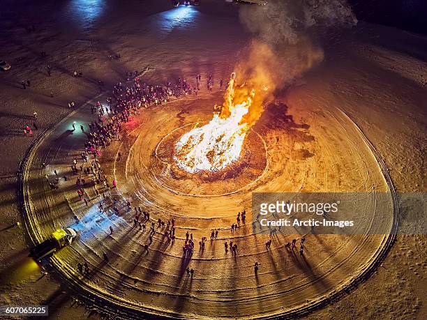 aerial view of bonfire, reykjavik, iceland - reykjavik women stock pictures, royalty-free photos & images