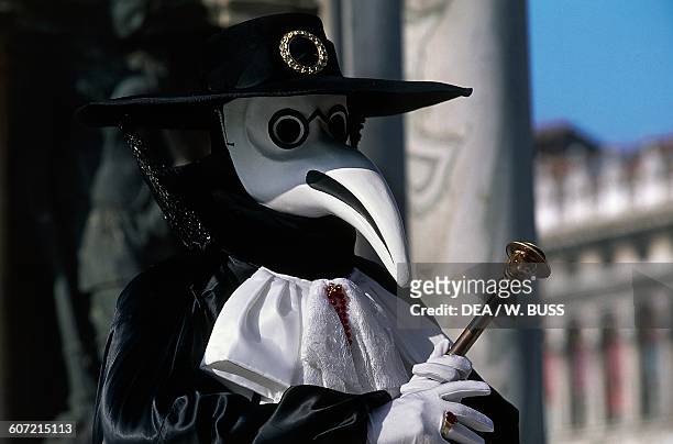 Plague doctor costume, Venice carnival, Veneto, Italy.