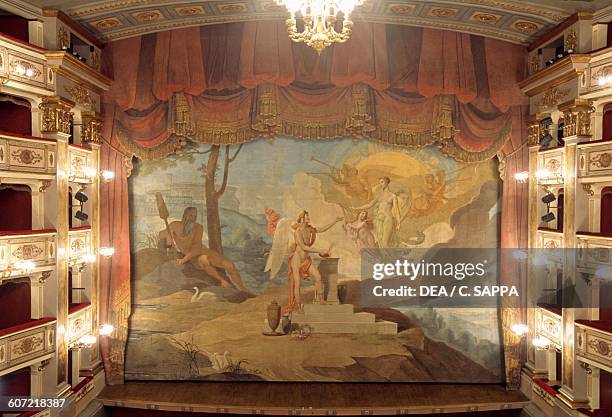 Stage in Aquila theatre, Fermo, Marche, Italy.