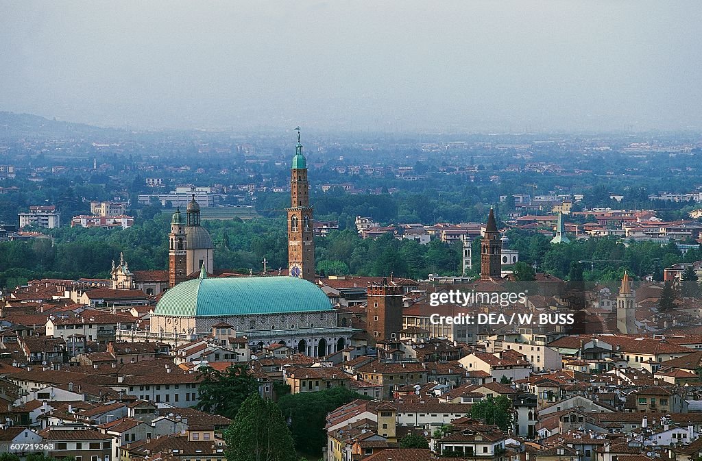 View of Vicenza and Basilica Palladiana, by Andrea Palladio (1508-1580), from Mount Berico (UNESCO World Heritage List, 1994, 1996), Veneto, Italy, 16th-17th century