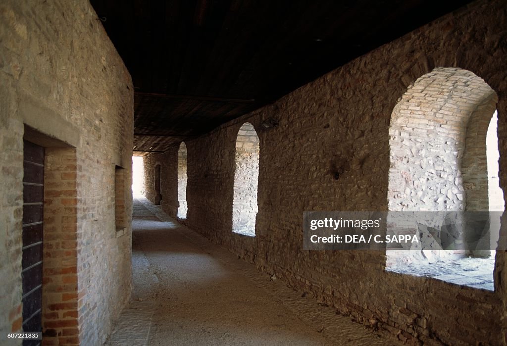 Section of a ruga, old road along the walls, Fossato di Vico, Mount Cucco park, Umbria, Italy...