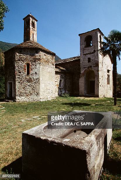 The Early Christian baptistery, parish church of St Lawrence, Settimo Vittone, Piedmont, Italy.