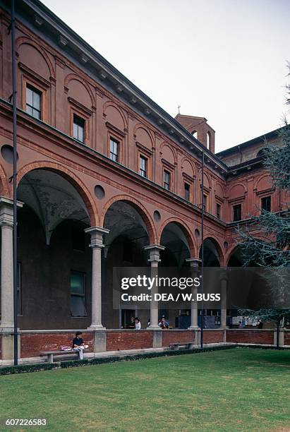 Cloister of the Universita Cattolica del Sacro Cuore , Milan, Lombardy, Italy.