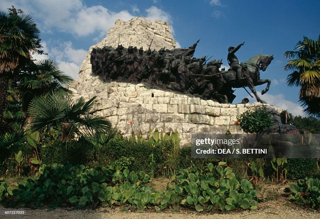 Soldiers and General Enrico Cialdini, national monument of Marche, by Vito Pardo, to commemorate the 50th anniversary of the Battle of Castelfidardo, Castelfidardo, Italy, 20th century