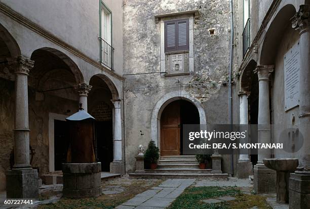 Courtyard of Pescolanciano castle, Molise, Italy, 13th century.