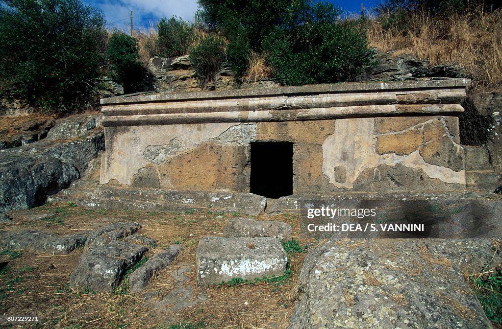 Cube tomb, necropolis of Peschiera, Tuscania, Lazio, Italy, Etruscan civilization, 6th century BC