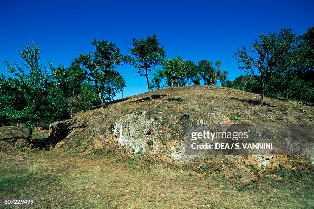 Cima tumulus, Necropolis of San Giuliano, Barbarano Romano, Marturanum regional park, Lazio, Italy. Etruscan civilisation, 7th century BC.
