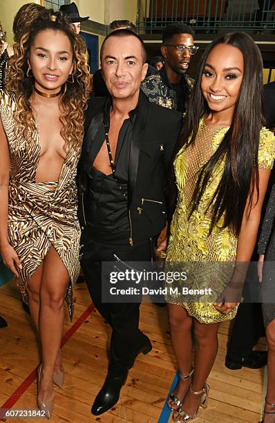 Ella Eyre, Julien Macdonald and Leigh-Anne Pinnock attend the Julien Macdonald runway show during London Fashion Week Spring/Summer collections 2017...