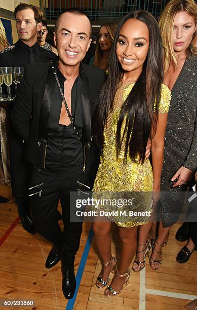 Julien Macdonald and Leigh-Anne Pinnock attend the Julien Macdonald runway show during London Fashion Week Spring/Summer collections 2017 on...