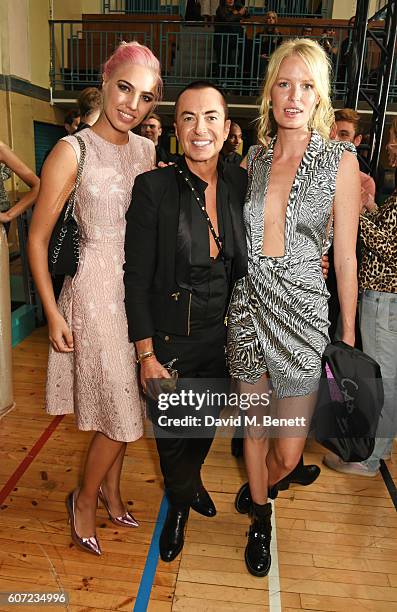 Amber Le Bon, Julien Macdonald and Caroline Winberg attend the Julien Macdonald runway show during London Fashion Week Spring/Summer collections 2017...