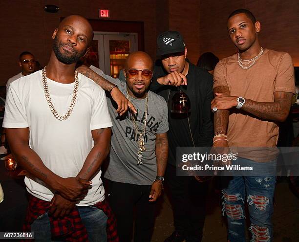 Bryan Michael Cox, Jermaine Dupri, Lenny Santiago and Fabolous attend a D'usse Dinner Series at STK Atlanta on September 16, 2016 in Atlanta, Georgia.