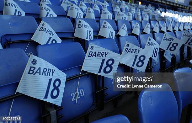 Flags out to mark Gareth Barry of Everton's 600th league appearance before the Premier League match between Everton and Middlesbrough at Goodison...