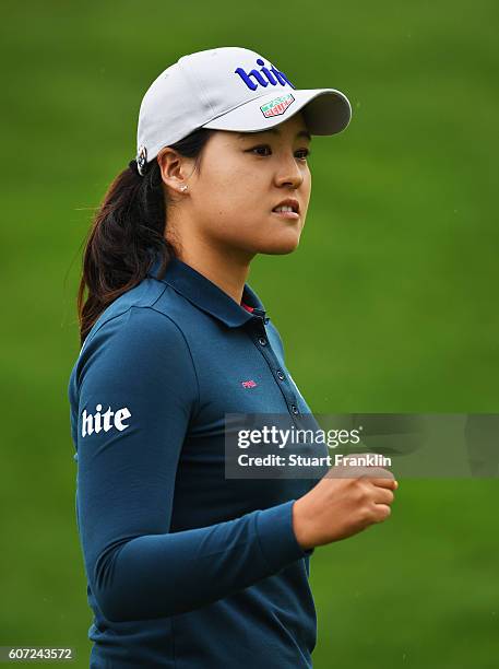 In Gee Chun of Korea celebrates during the third round of The Evian Championship on September 17, 2016 in Evian-les-Bains, France.