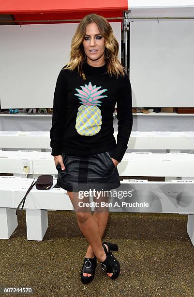 Caroline Flack attends the House of Holland show during London Fashion Week Spring/Summer collections 2017 on September 17, 2016 in London, United...